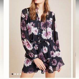 Yum Kim for Anthropologie, floral mini dress, long sleeve (size L)